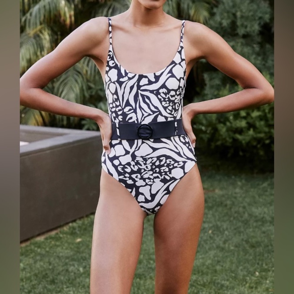 NWT Anthropologie Beach Riot Julia Belted One-Piece Swimsuit High Waist
